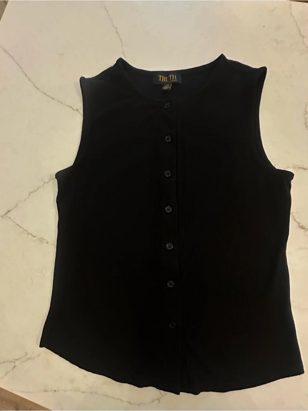 Truth Black Ribbed Button-Front Tank - Picture 3 of 4